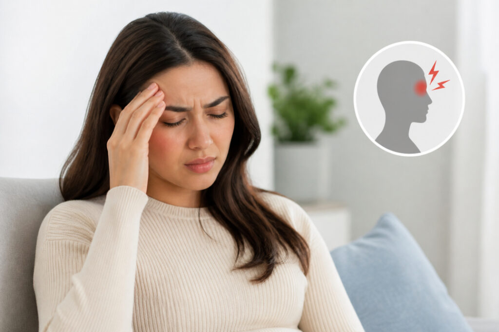 homeopathy treatment for migraine headache relief woman holding head pain